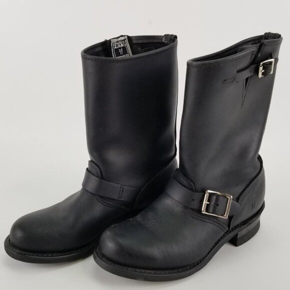 Women's Black Leather Frye Engineer Boot Size 8 - 12R - Picture 1 of 6